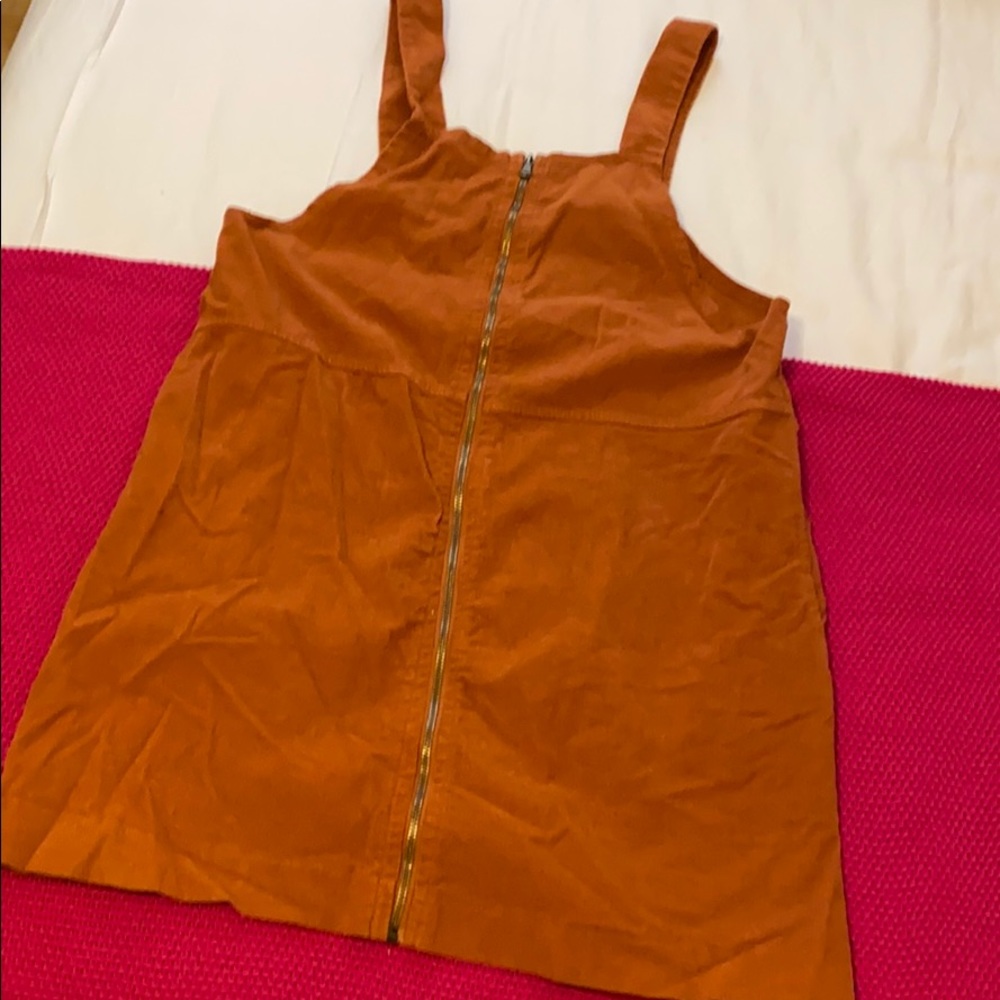 Orange Zipper Dress with Pockets